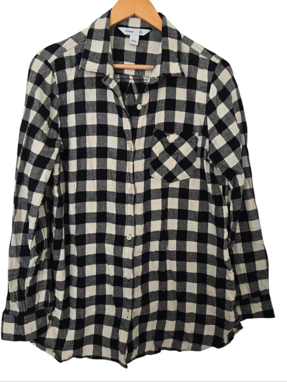 🤍🖤 Old Navy Buffalo Plaid Tunic Button Front Shirt | Size Large 🖤🤍